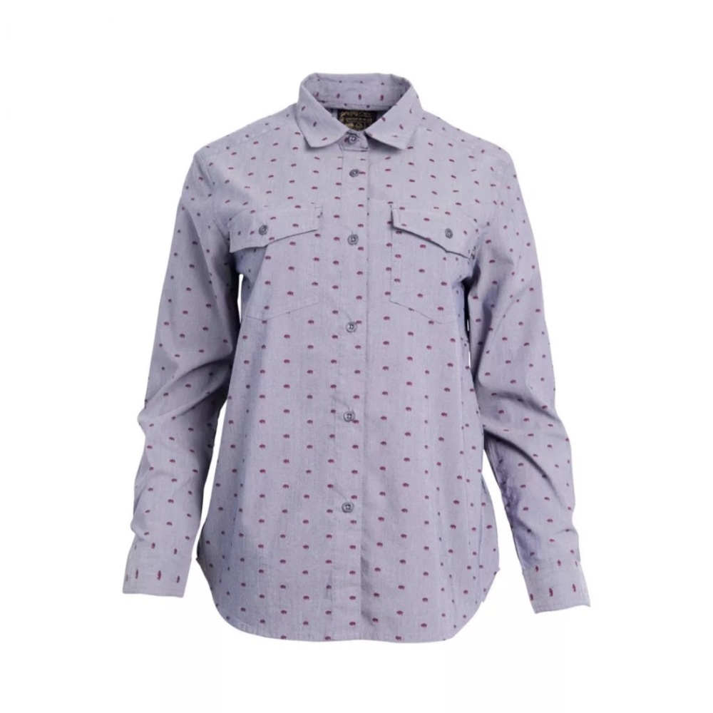 United by Blue Women’s Button-Up Buffalo Shirt, Purple Lavender Bison, Sz- XL